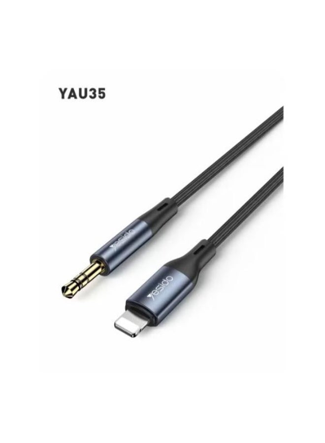 يسيدو كابل محول الصوت Yesido YAU35 من Lightning إلى AUX 3.5 ملم لأجهزة iPhone، صوت عالي الجودة، متين، صغير الحجم، وسهل الحمل - Image 1